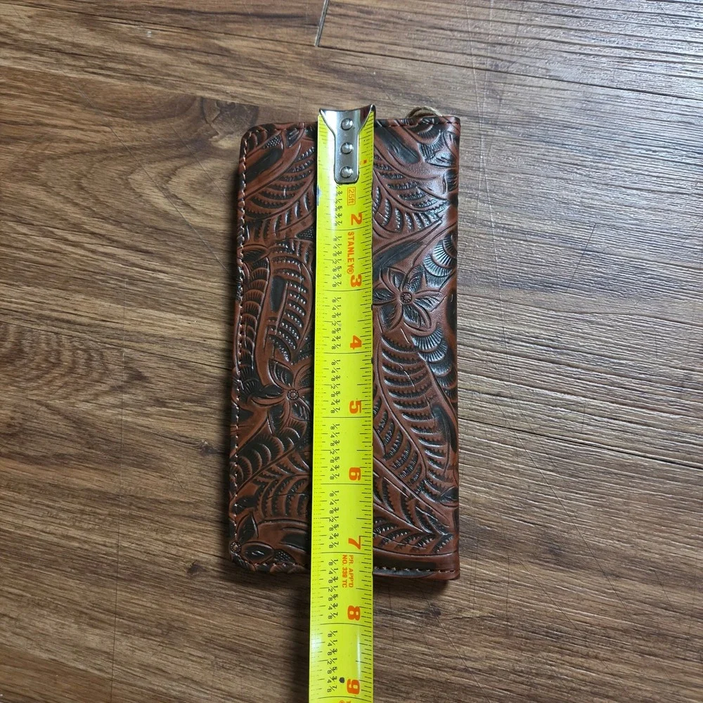 Canyon Sky Western Tooled Long Wallet Floral Cross Studded Bifold Boho NWT